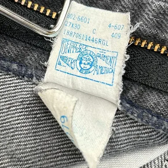 Vintage Lee Riders Mom Jean Union Made Washed Gray Denim 27x30 Size 9 Med 80s - Picture 2 of 11